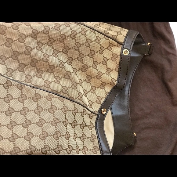 ⌚️ Gucci Sukey Monogram Leather Dark Brown Tote   💃🏽 - Picture 14 of 15